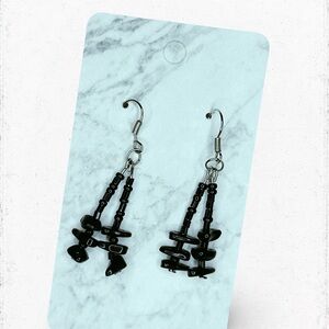7453u. Black Handmade Dangle Earrings